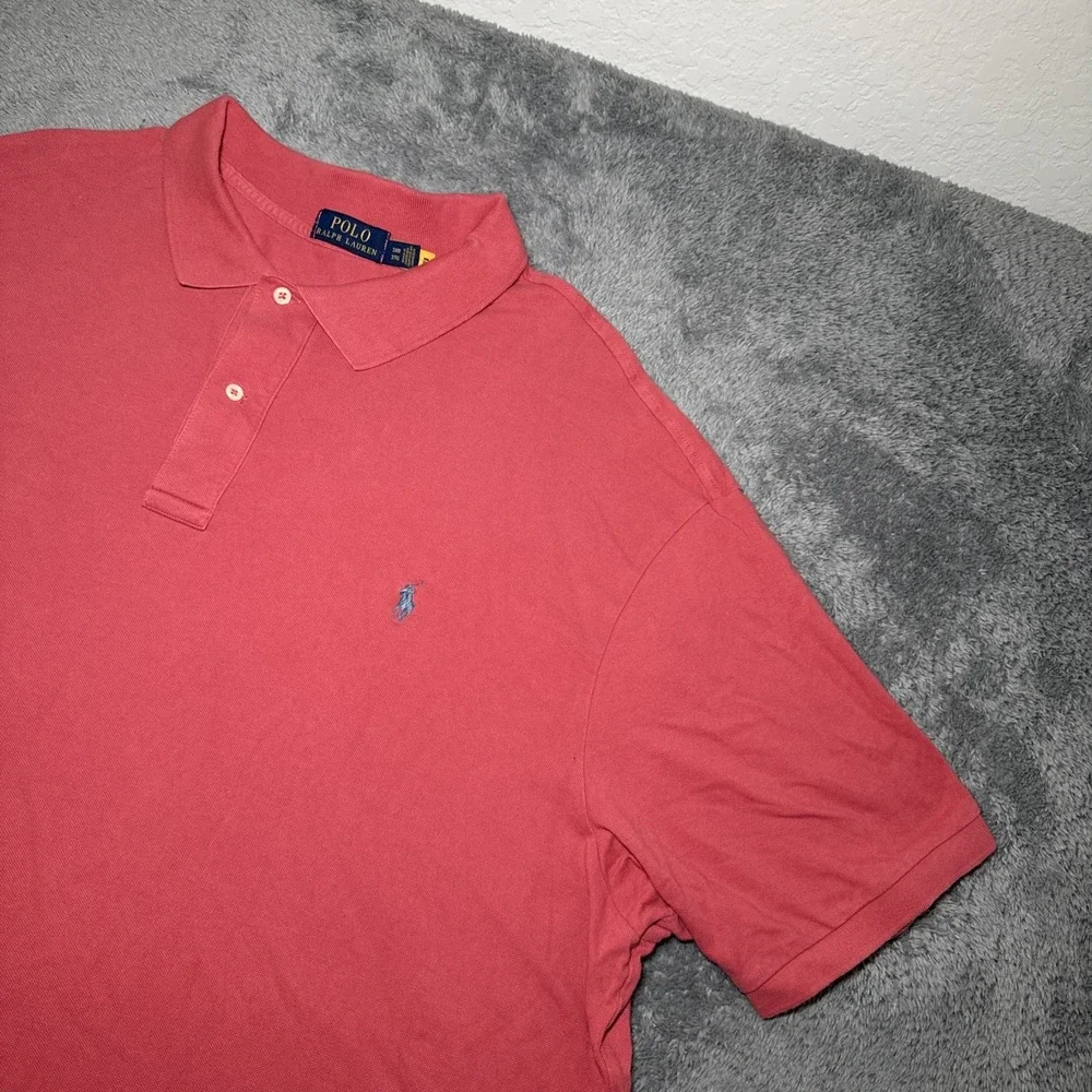 Polo Ralph Lauren Men's Size 3XB Big Salmon Short Sleeve Shirt Blue Pony Polo